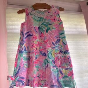 Lilly Pulitzer sleeveless neon colorful tropical floral shift dress 3T